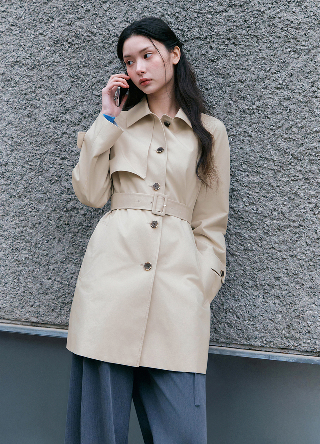 [Exclusive]벨티드 하프 트렌치 코트_LIGHT BEIGE_14