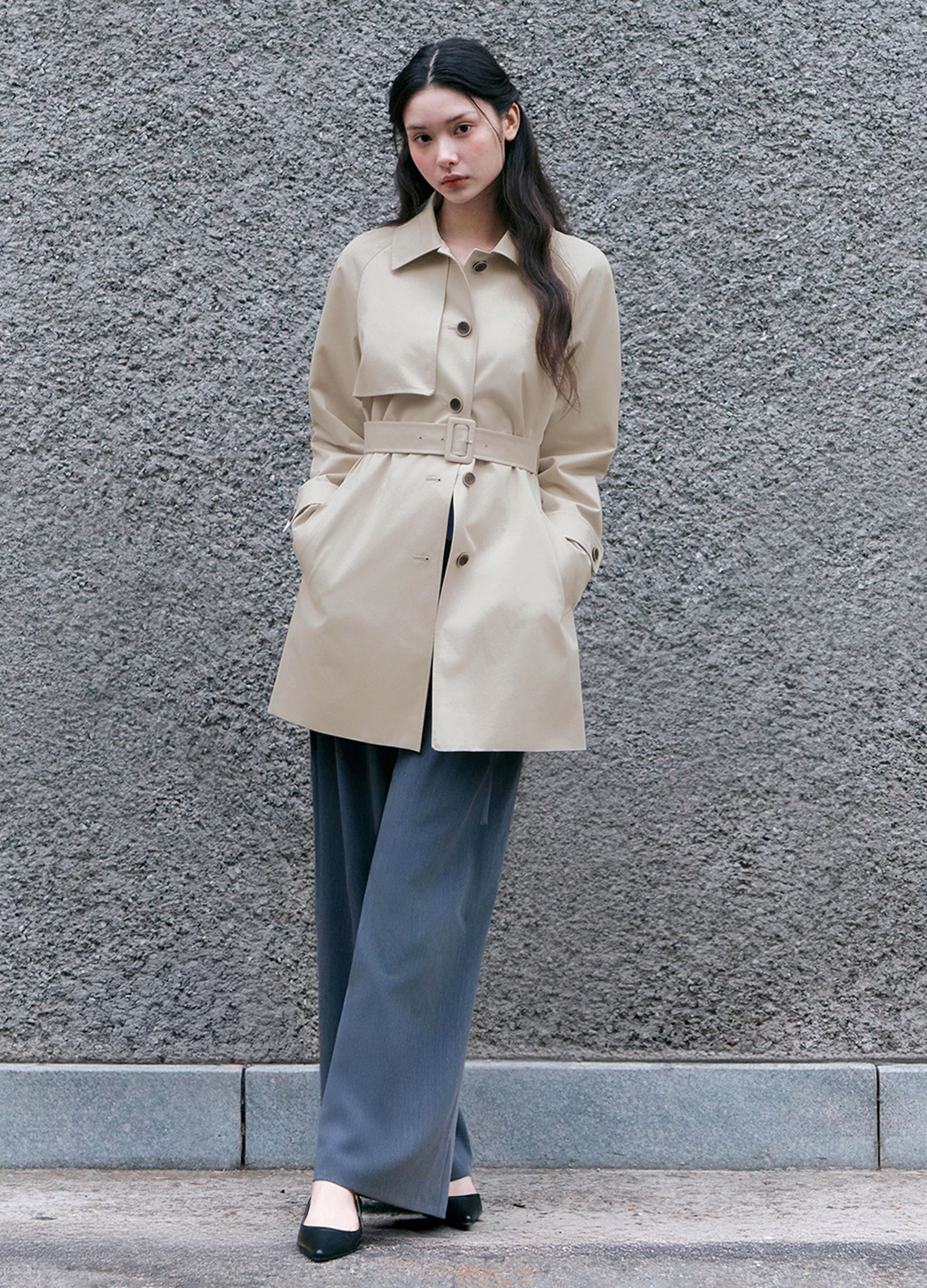 [Exclusive]벨티드 하프 트렌치 코트_LIGHT BEIGE_15