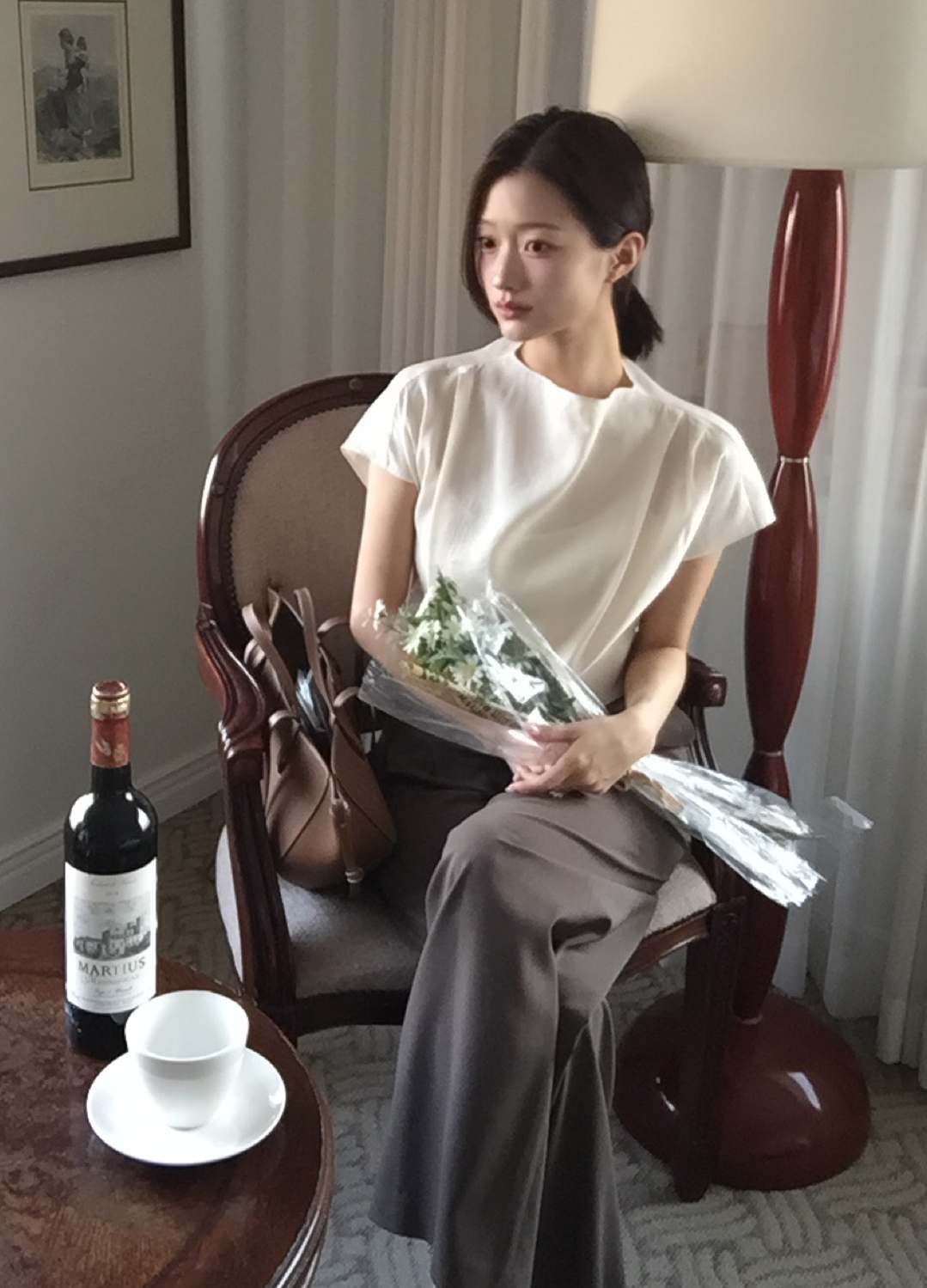 벨티드 원턱 와이드 팬츠_DARK BROWN_11