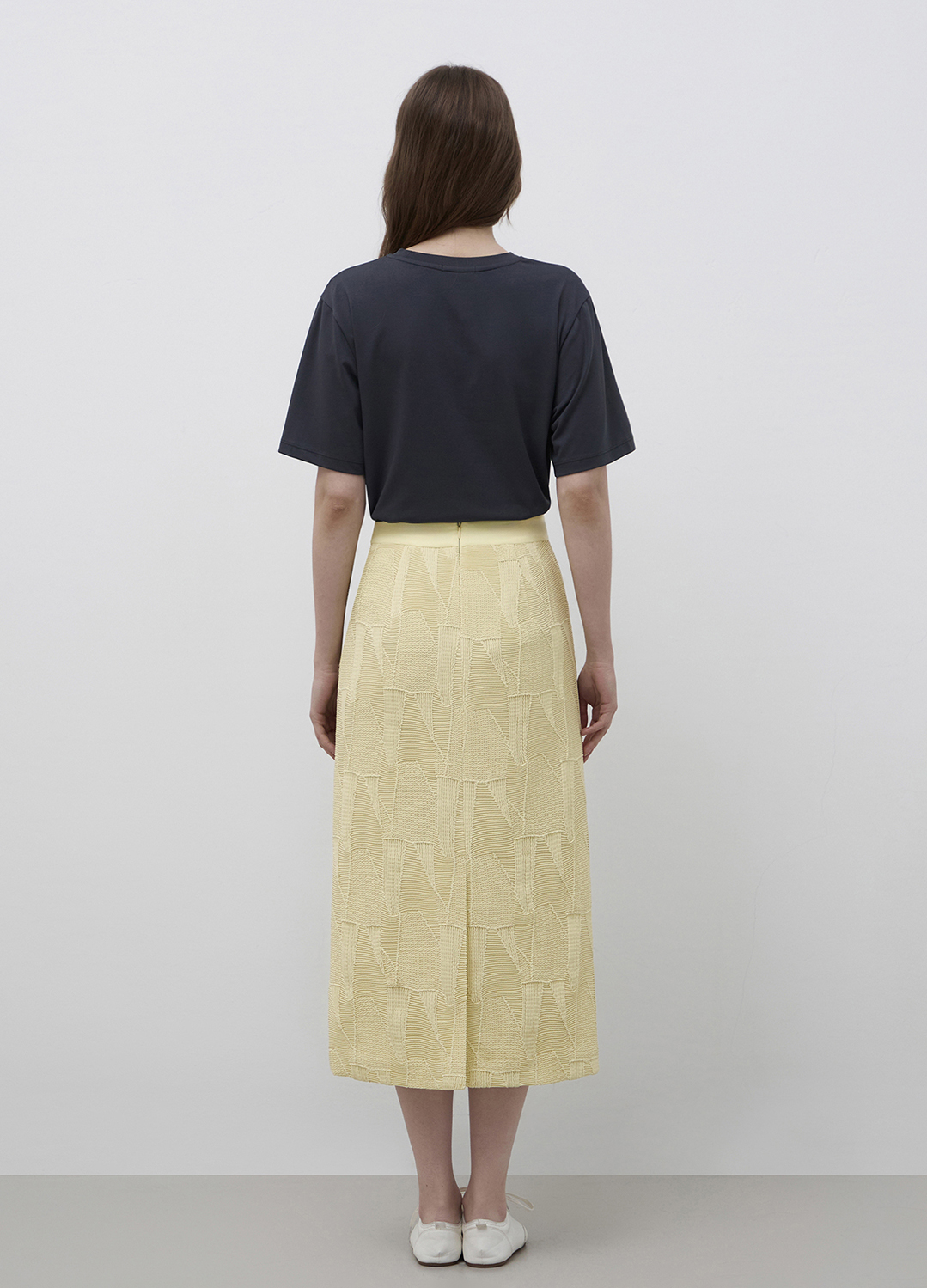 텍스처 블록 H라인 스커트_YELLOW_7