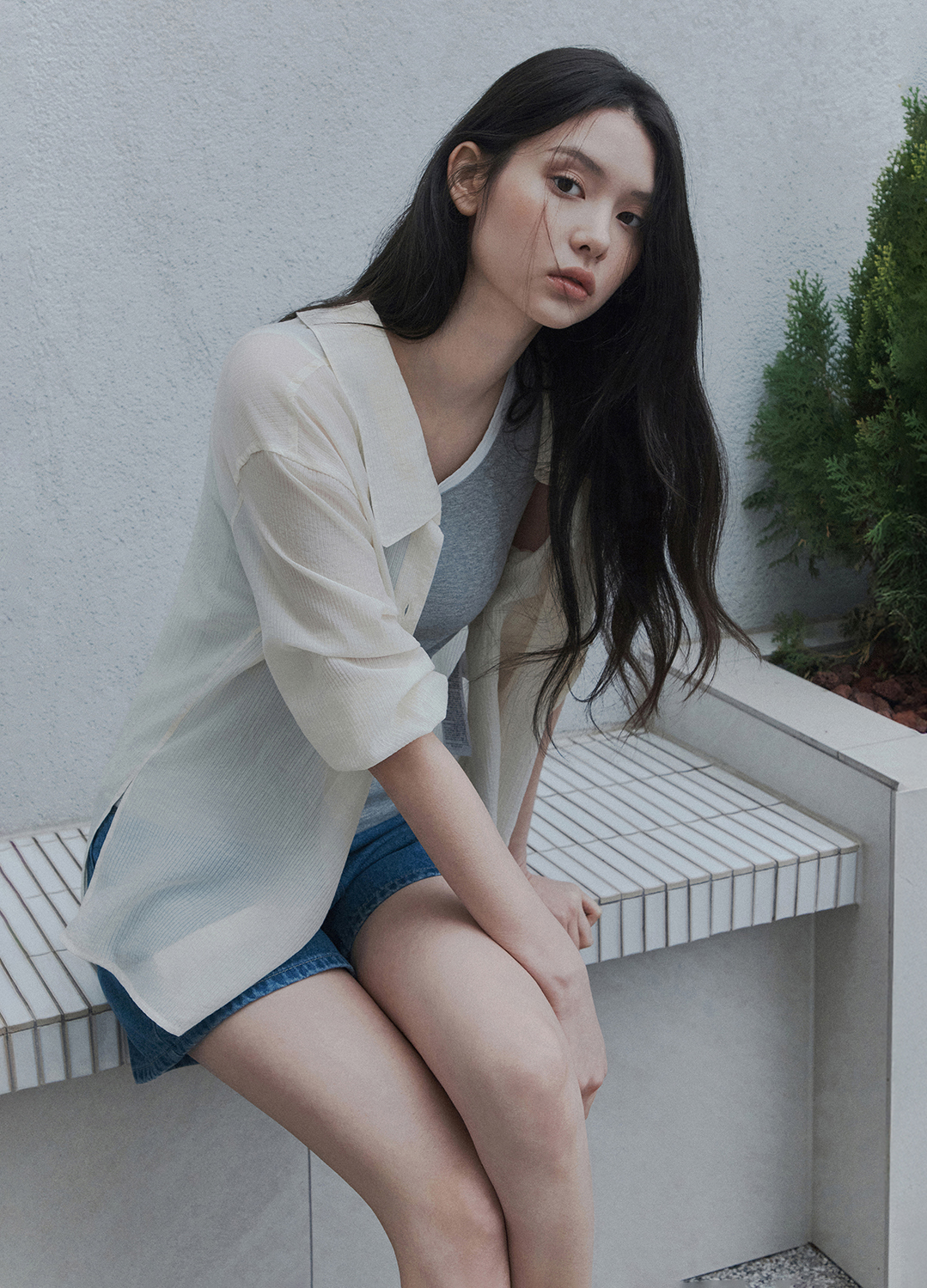 [Exclusive] 스트라이프 텍스쳐 루즈핏 셔츠 블라우스_LIGHT BEIGE_10