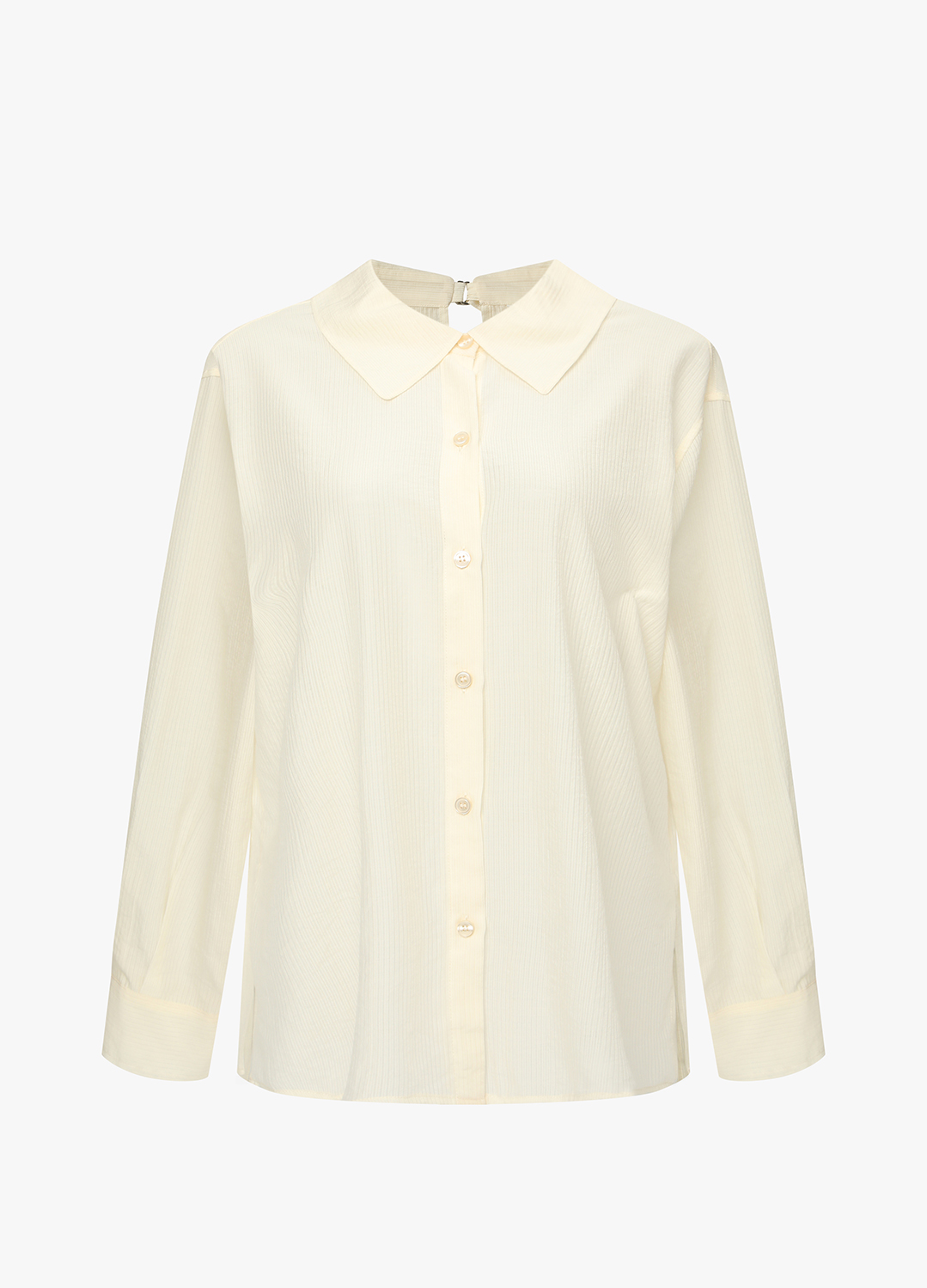 [Exclusive] 스트라이프 텍스쳐 루즈핏 셔츠 블라우스_LIGHT BEIGE_19
