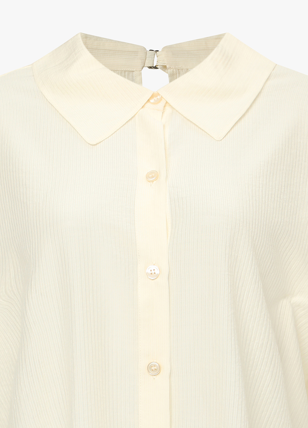 [Exclusive] 스트라이프 텍스쳐 루즈핏 셔츠 블라우스_LIGHT BEIGE_21