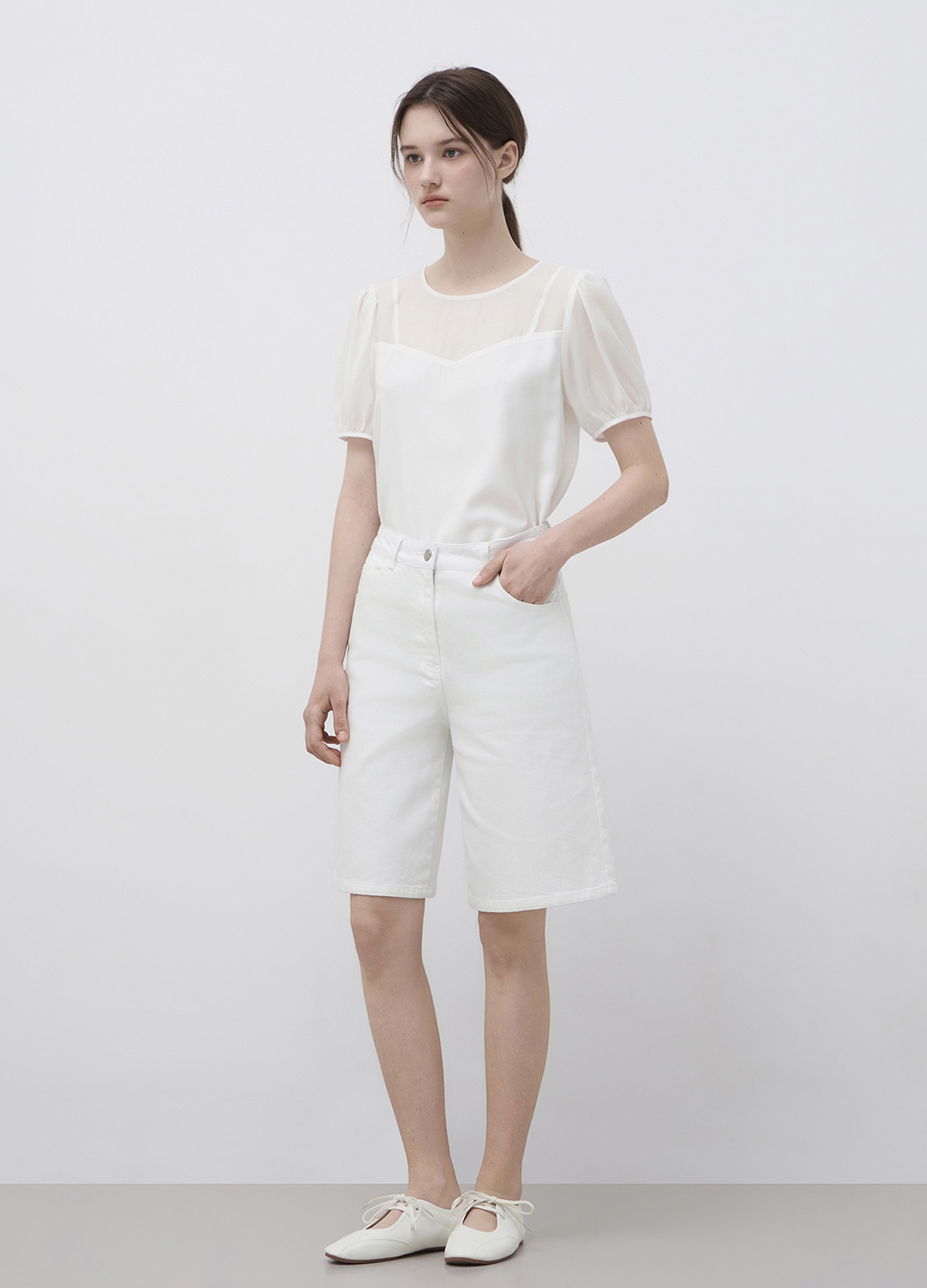 자수 포인트 버뮤다 데님팬츠_WHITE_8