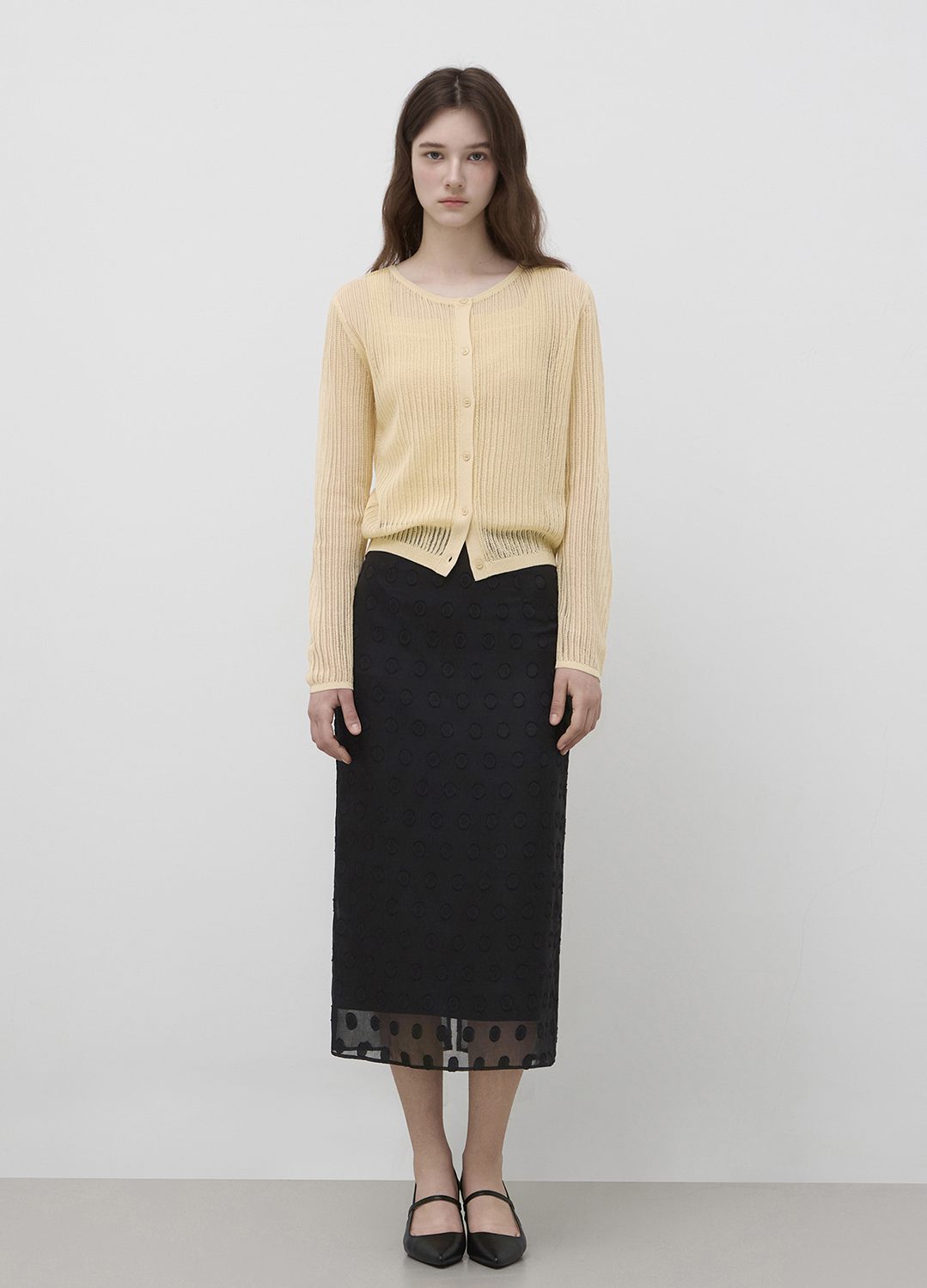 [Exclusive]도트 시스루 레이어드 스커트_BLACK_9