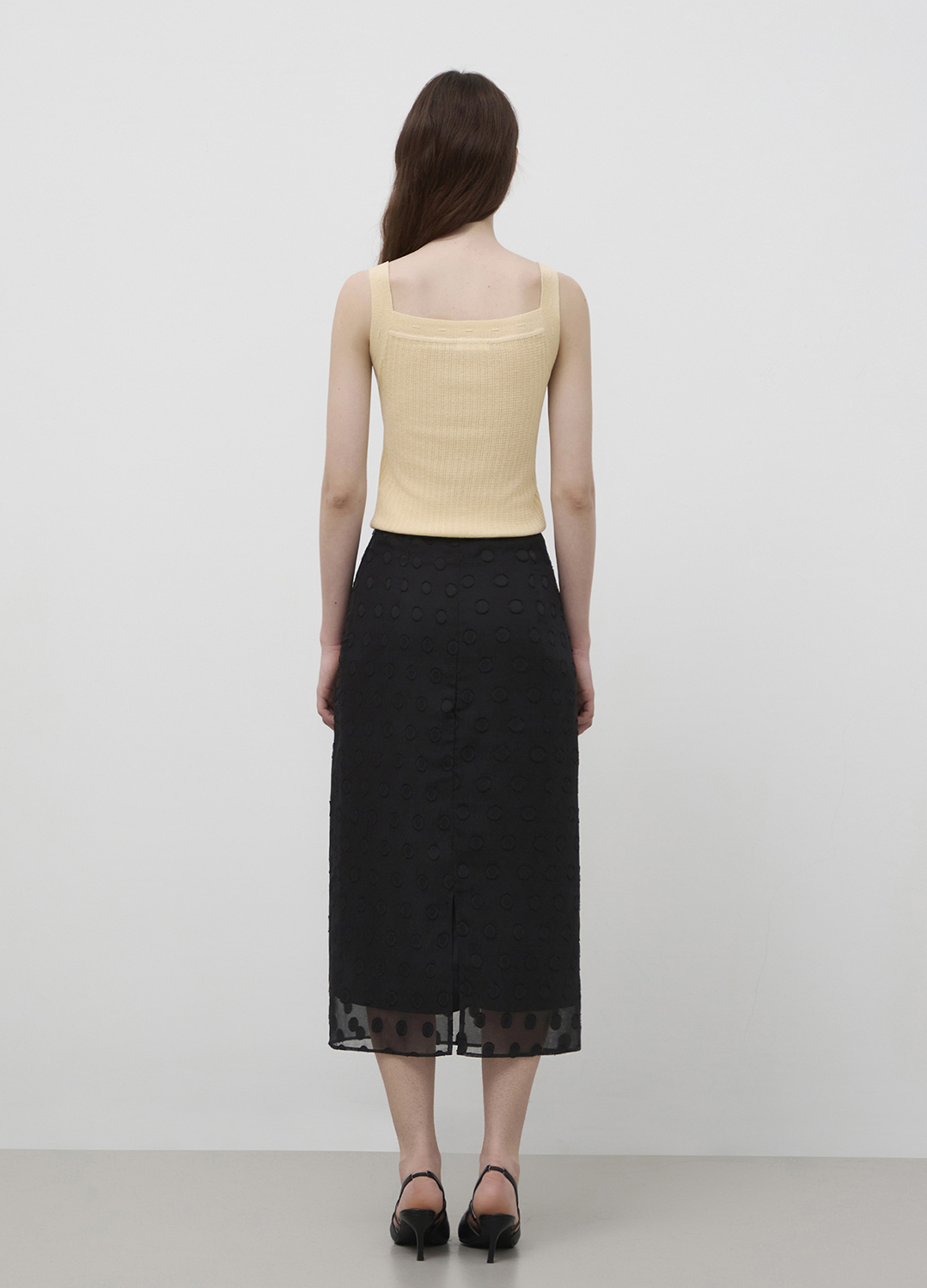 [Exclusive]도트 시스루 레이어드 스커트_BLACK_7
