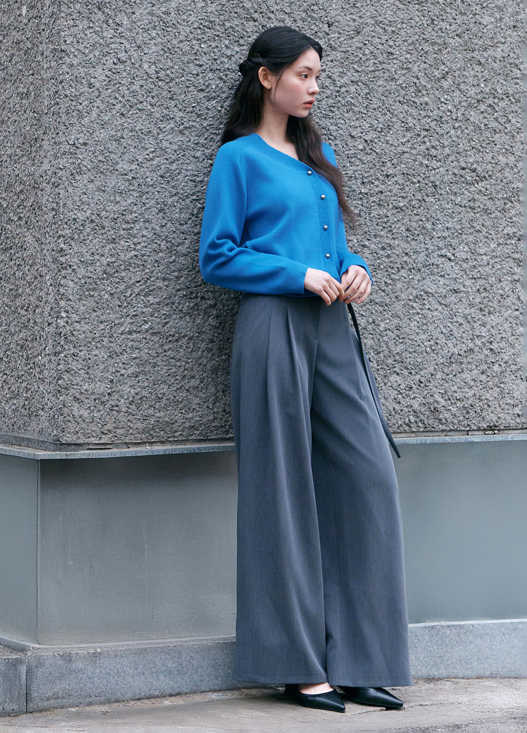 [Exclusive]벨티드 와이드 슬랙스_DARK GREY_7