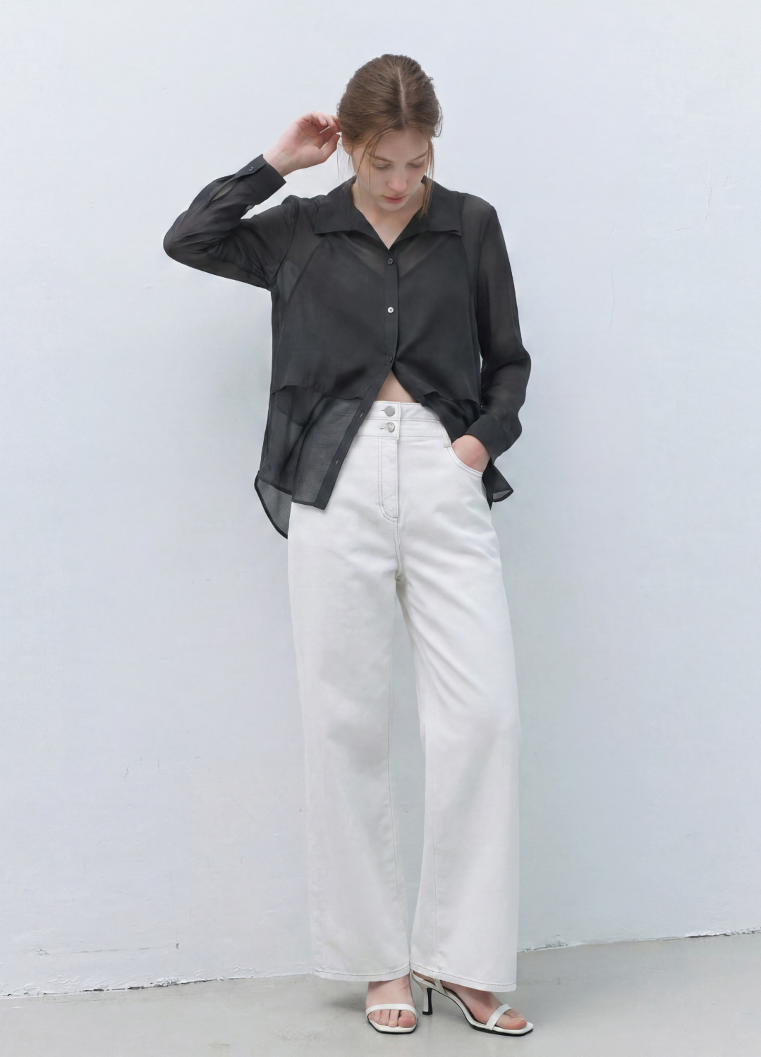 투버튼 하이웨이스트 데님 팬츠_WHITE_14