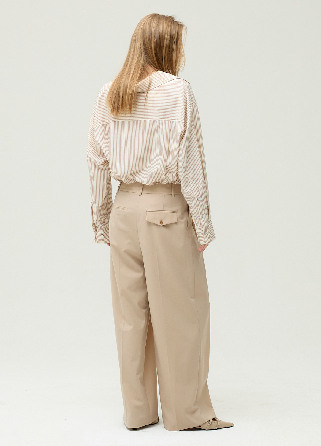 [시즌오프]투턱 세미 와이드 팬츠_LIGHT BEIGE_9