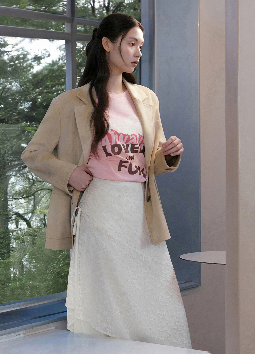 [Exclusive]하트 그래픽 레터링 프린트 티셔츠_PINK_14