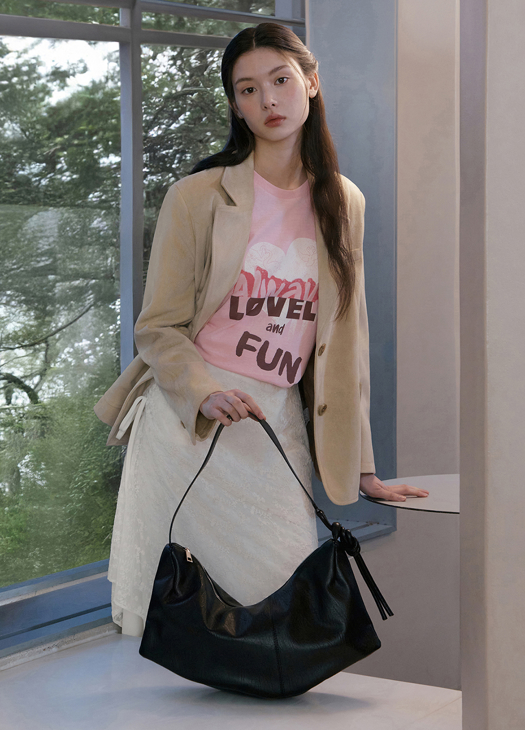 [Exclusive]하트 그래픽 레터링 프린트 티셔츠_PINK_15