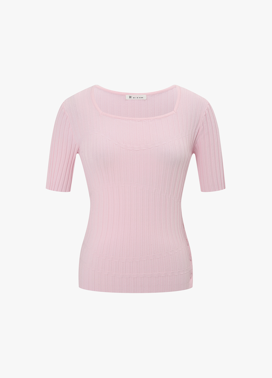 스퀘어넥 하프 슬리브 니트탑_PINK_11