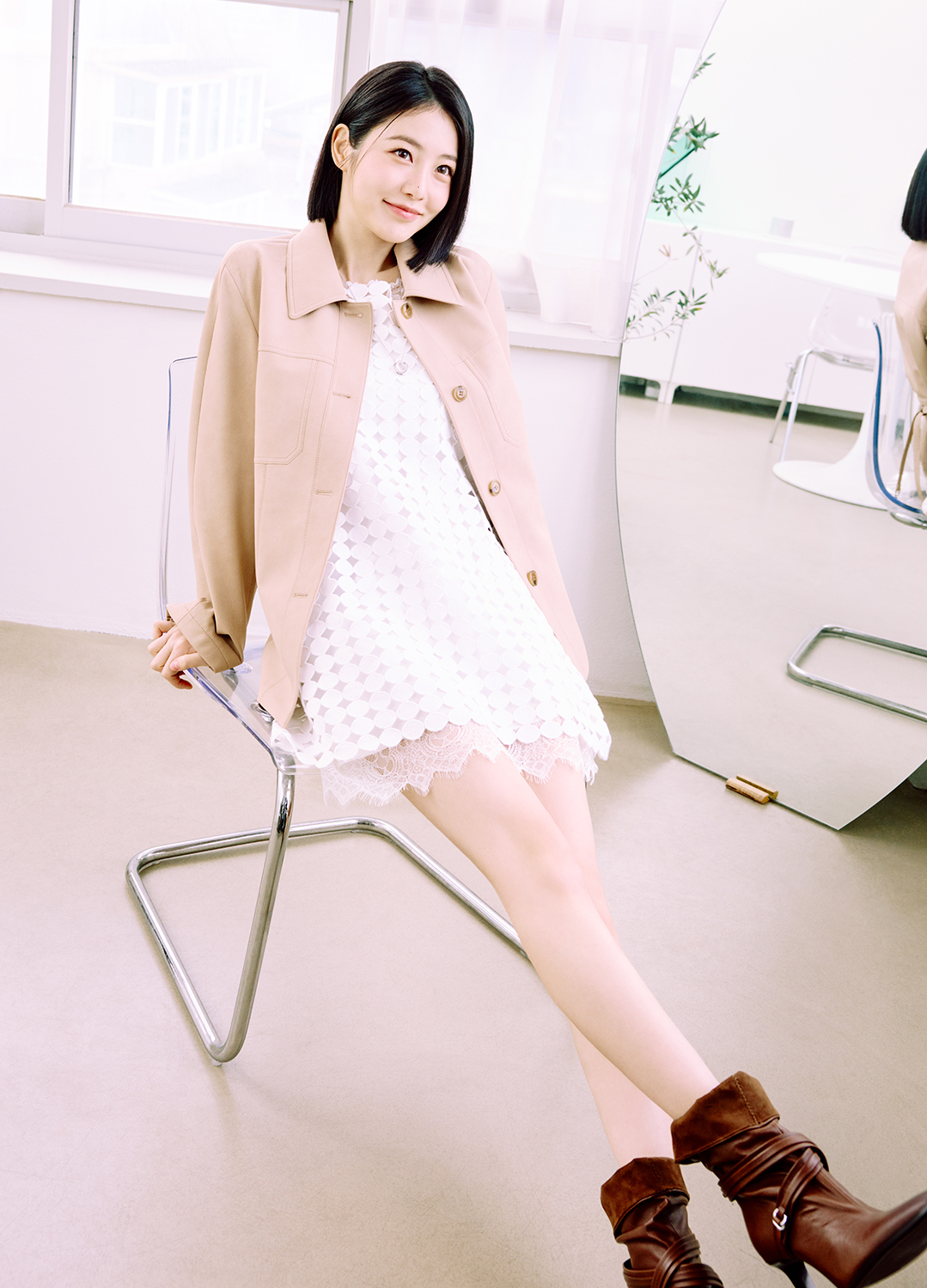 도트 레이스 레이어드 원피스_WHITE_6