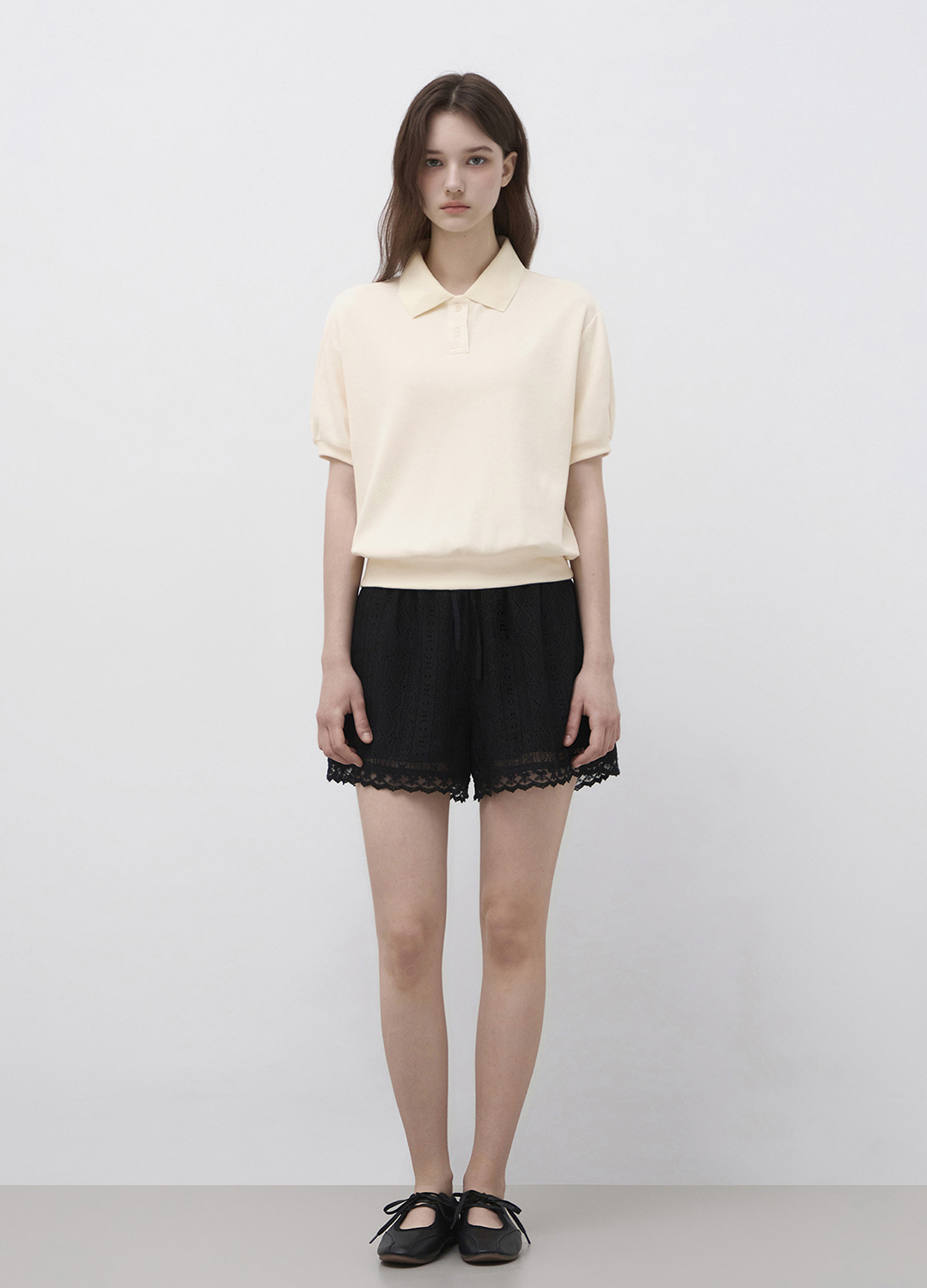 [Exclusive]볼륨 슬리브 카라 티셔츠_CREAM_5