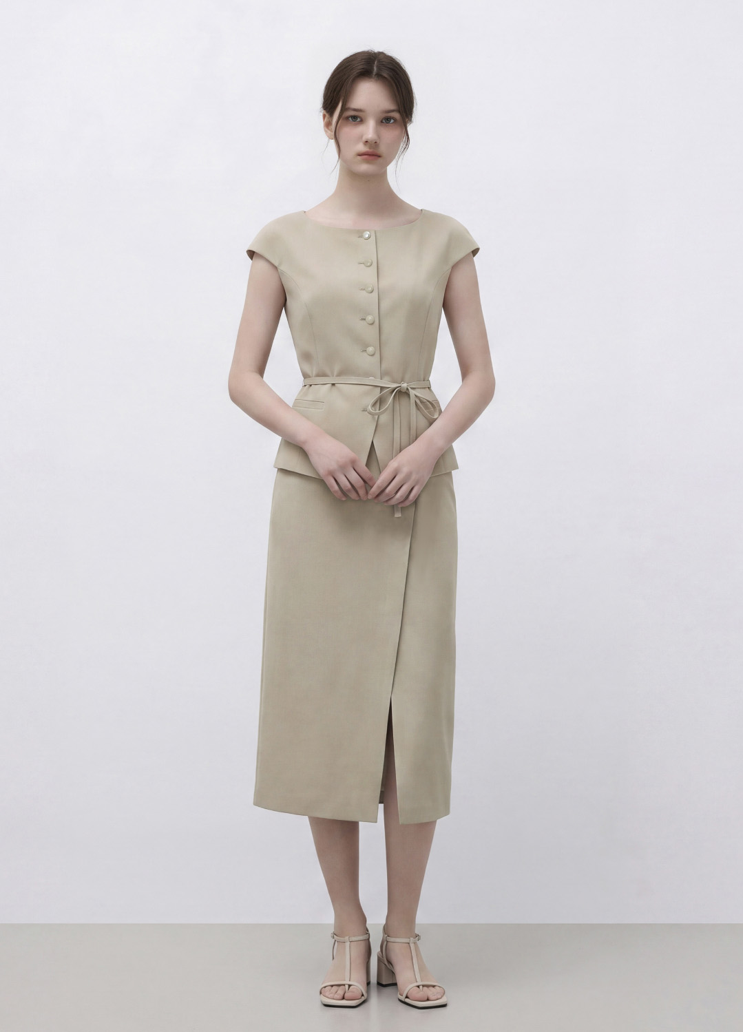 랩 슬릿 스커트_BEIGE_5