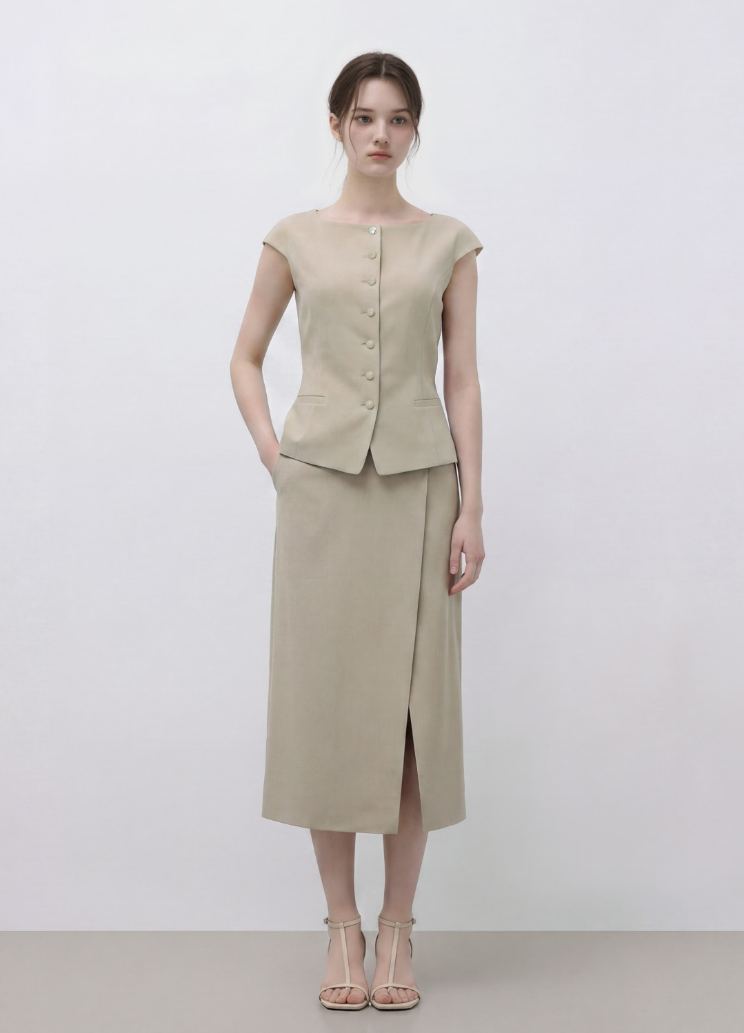 랩 슬릿 스커트_BEIGE_6