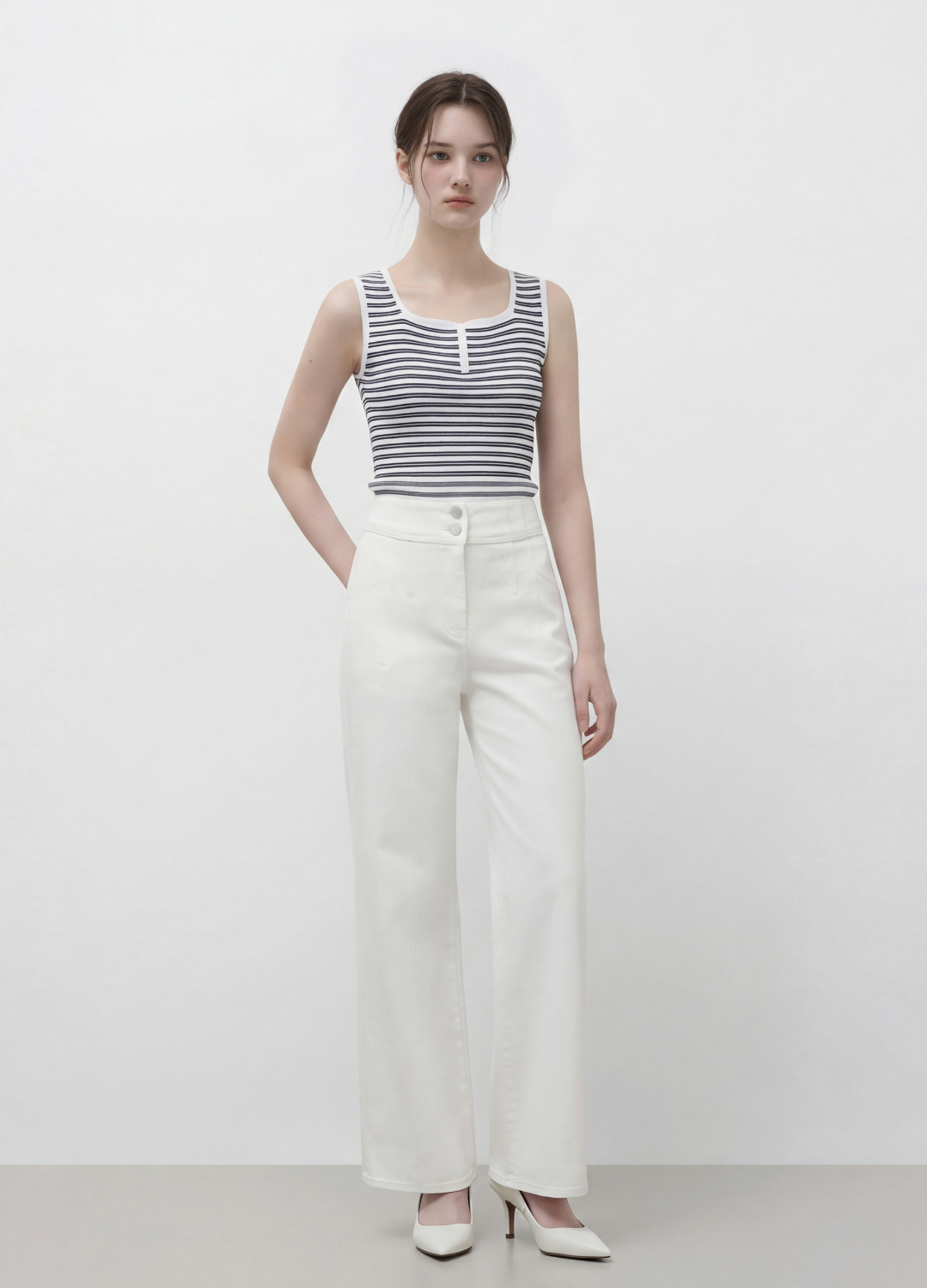 하이웨이스트 와이드 데님 팬츠_WHITE_4