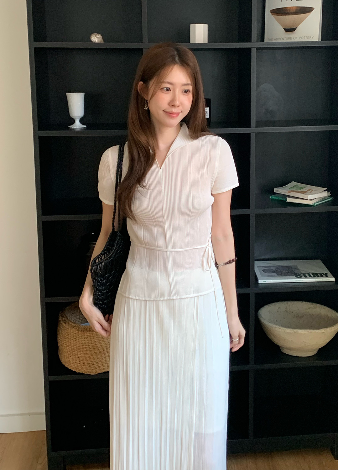 플리츠 랩 롱 스커트_CREAM_13