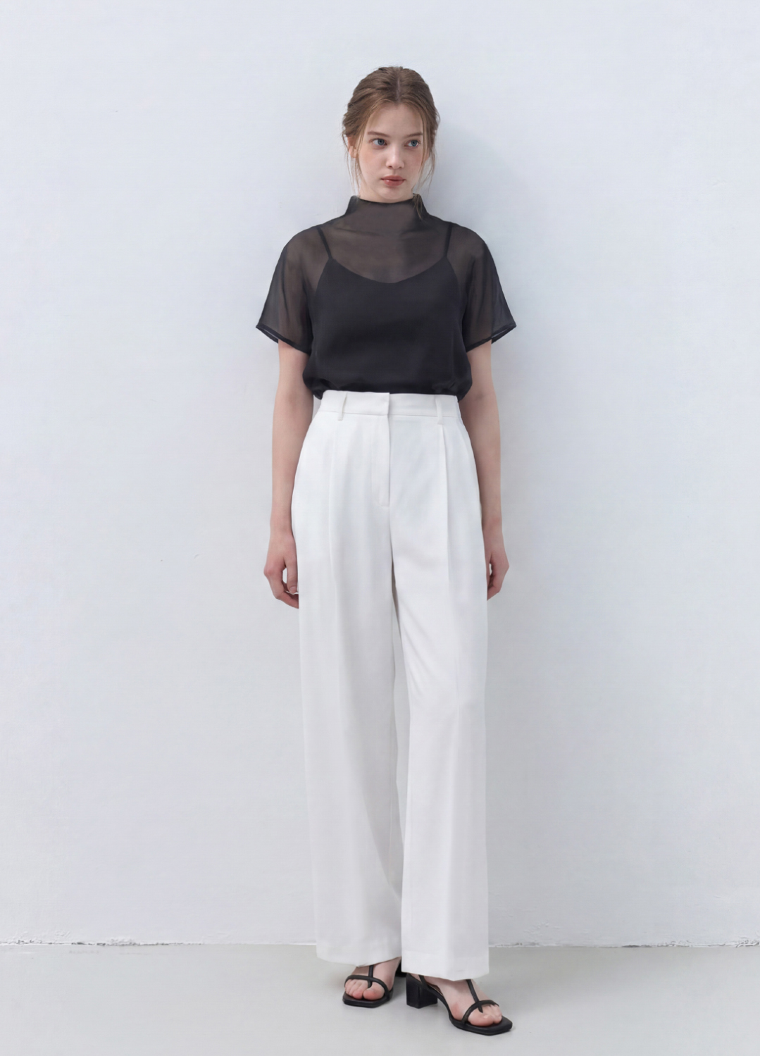 [Exclusive]하이넥 시어 레이어드 블라우스_DARK GREY_5