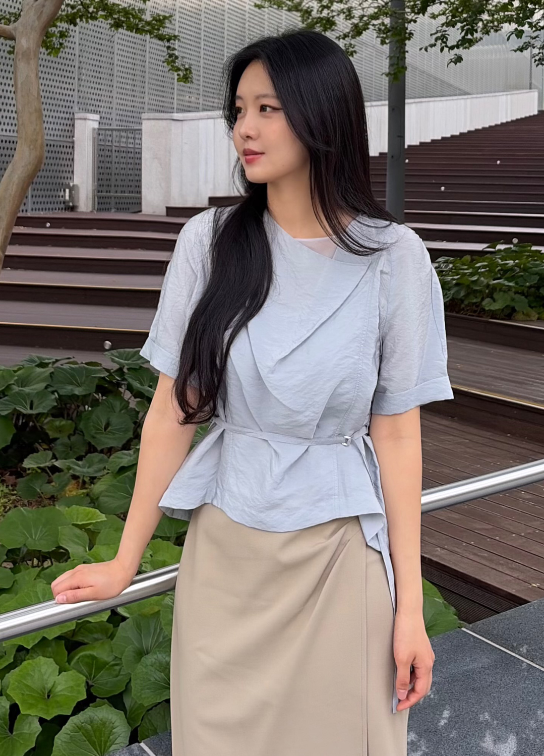 [Exclusive]랩 디테일 미디 스커트_BEIGE_10