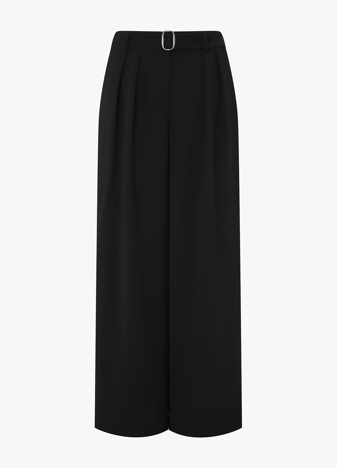 벨티드 턱 와이드 팬츠_BLACK_4