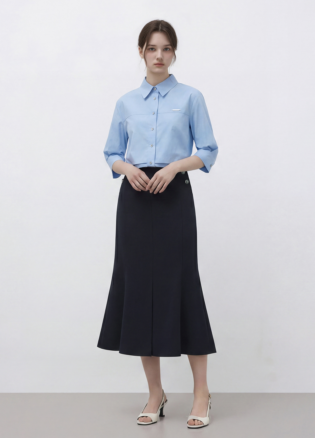 머메이드 슬릿 스커트_DARK NAVY_5