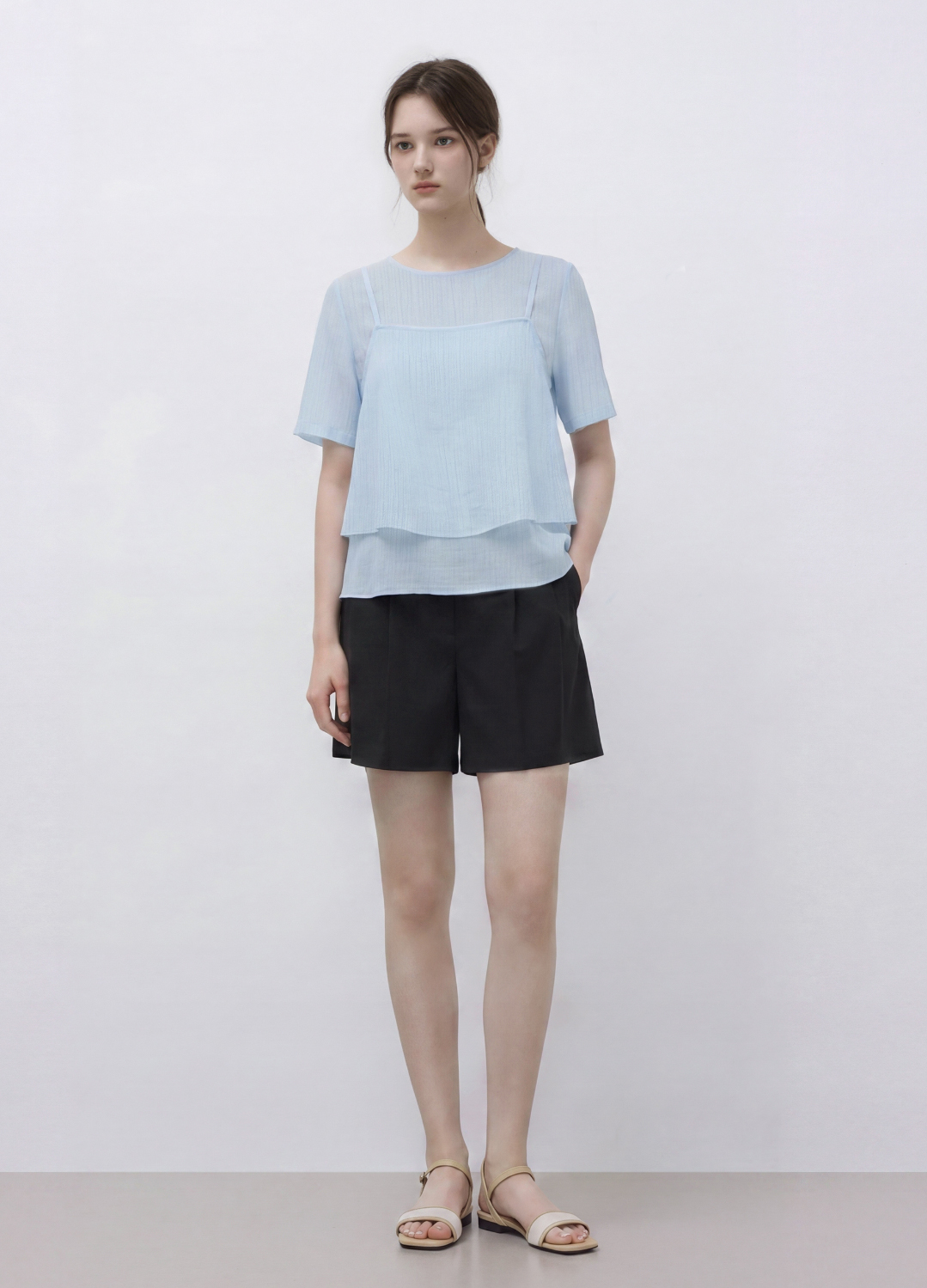 레이어드 하프 슬리브 블라우스_SKY BLUE_6