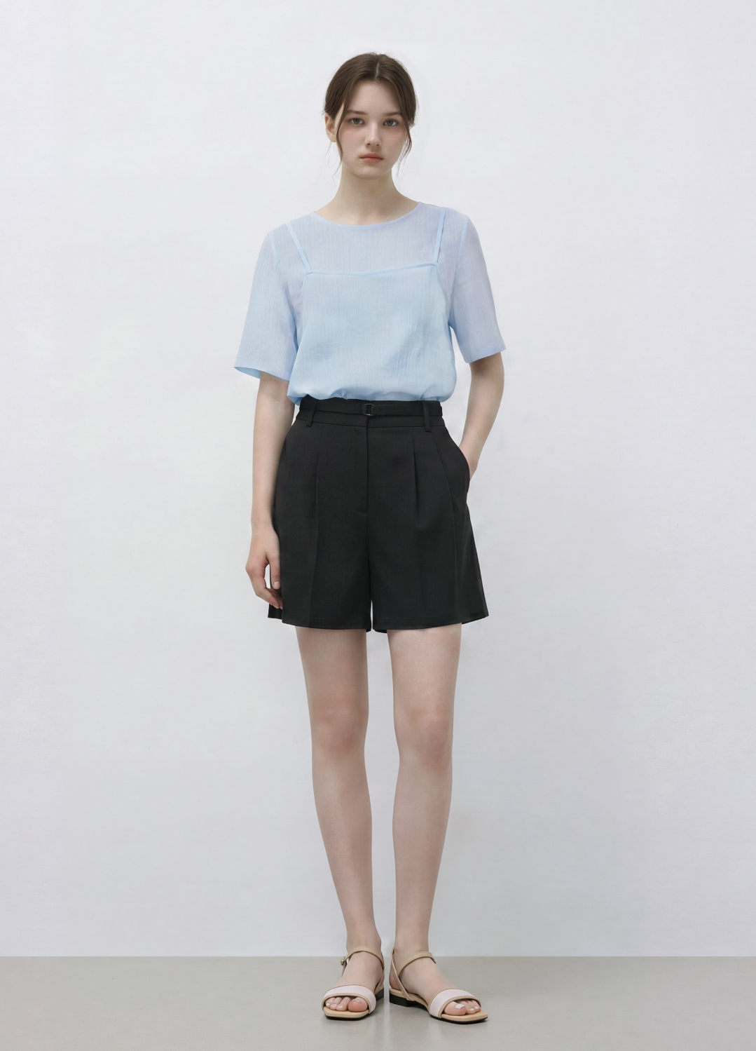 레이어드 하프 슬리브 블라우스_SKY BLUE_7