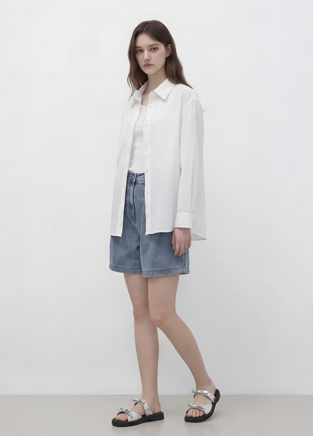 아웃 포켓 캐주얼 셔츠_WHITE_5