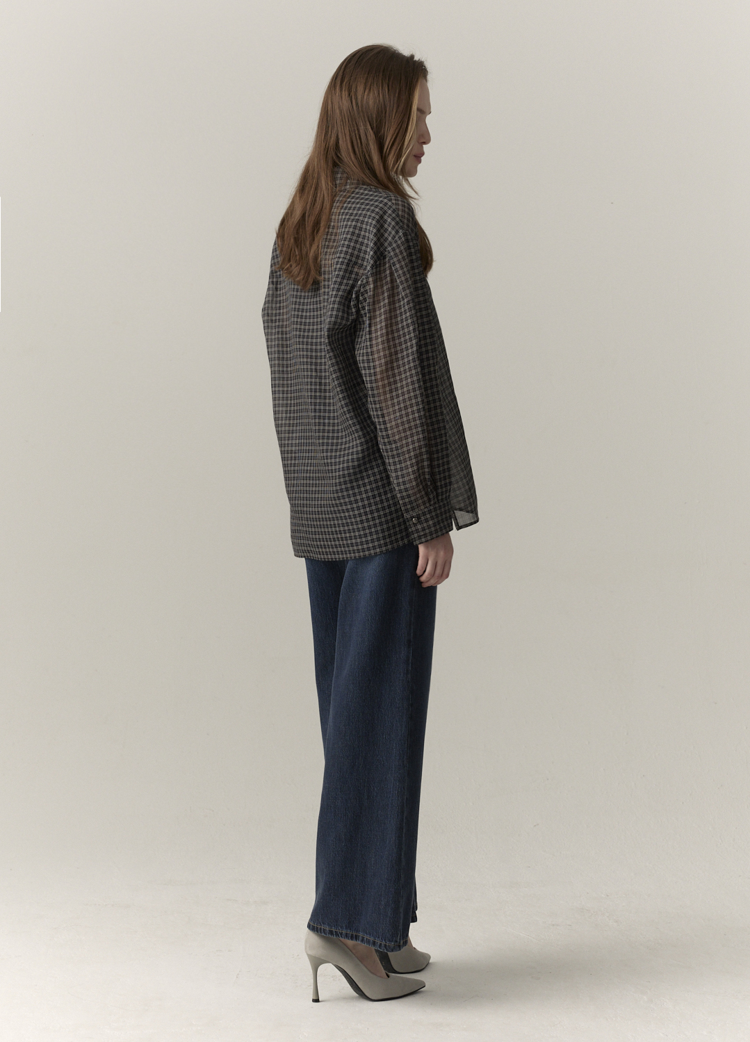 체크 카라 블라우스_DARK GREY_9