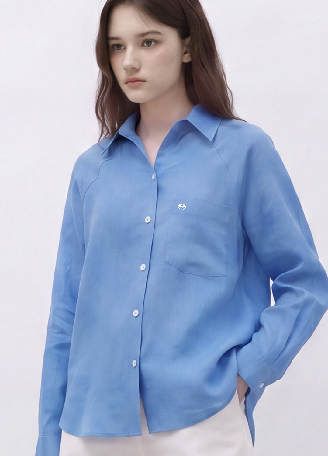 백 슬릿 라글란 린넨100 셔츠_BLUE_5