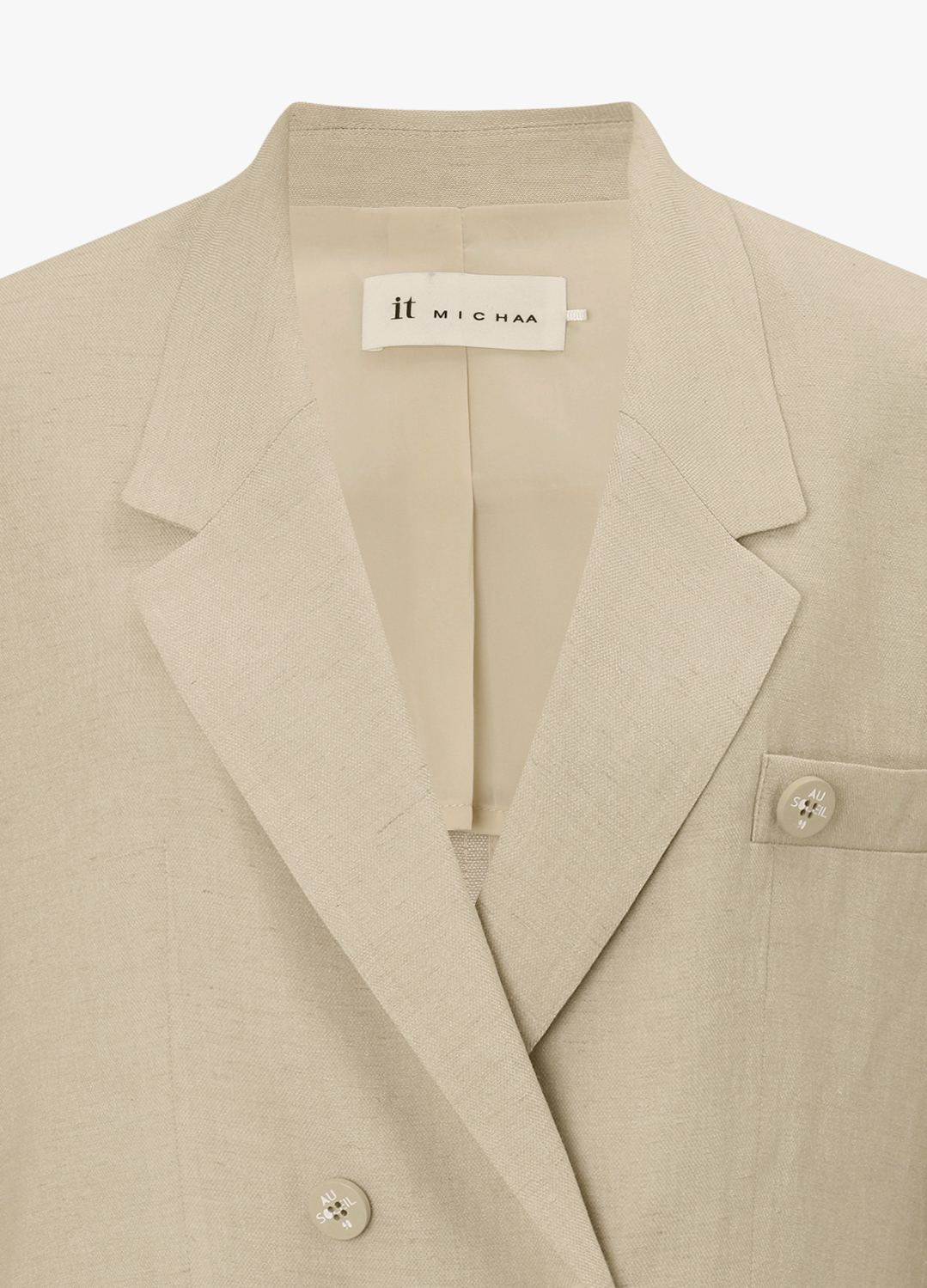 더블 버튼 하프 슬리브 린넨 자켓_BEIGE_11