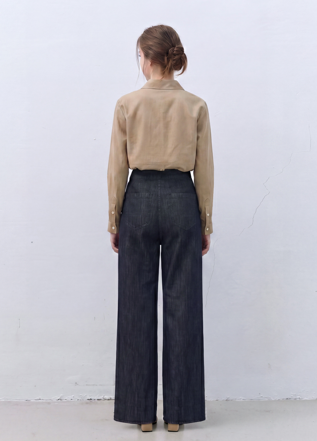 크롭 셔츠 린넨 블라우스_BEIGE_9
