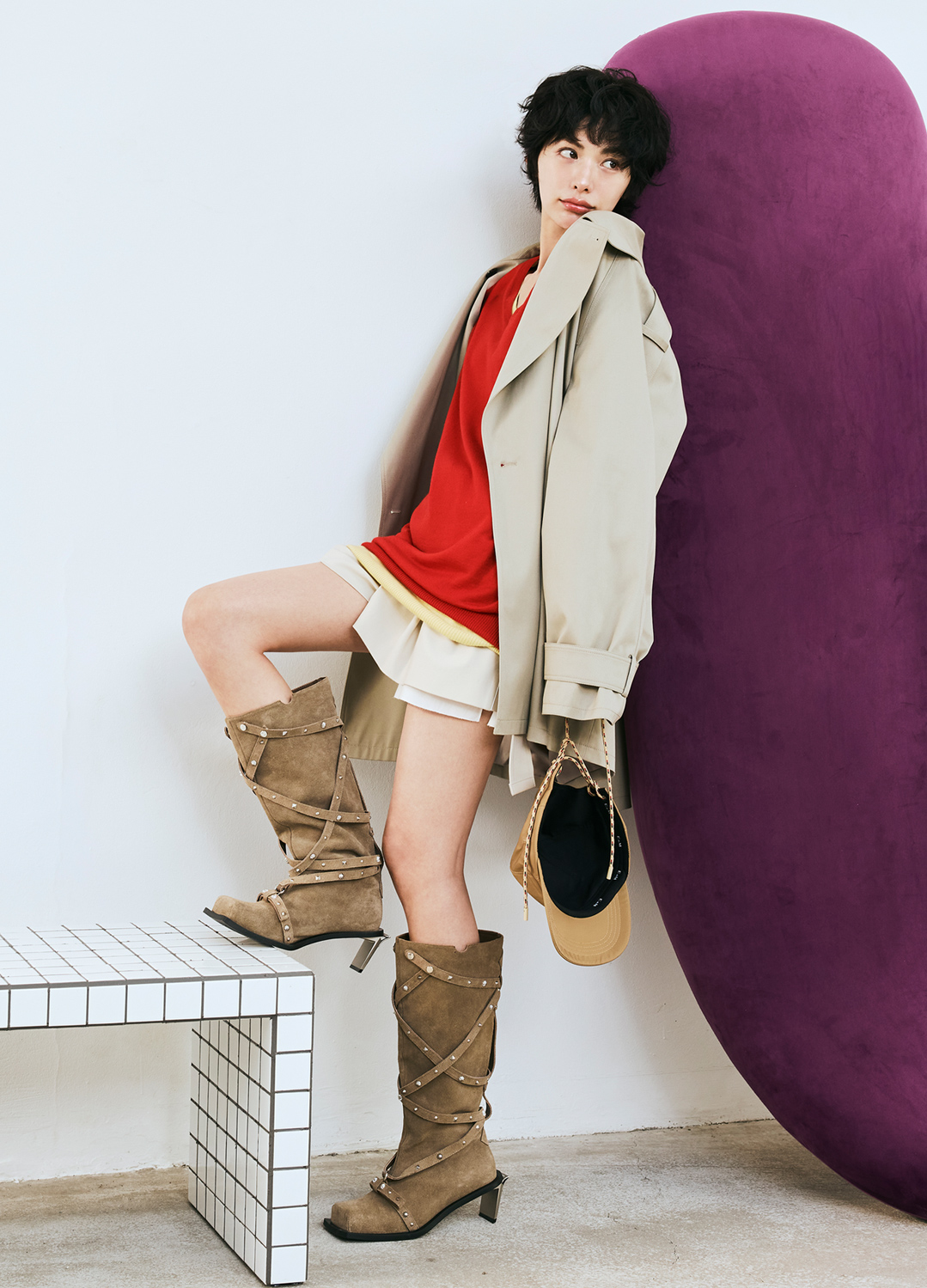 [시즌오프]스커트 레이어드 투턱 팬츠_LIGHT BEIGE_6