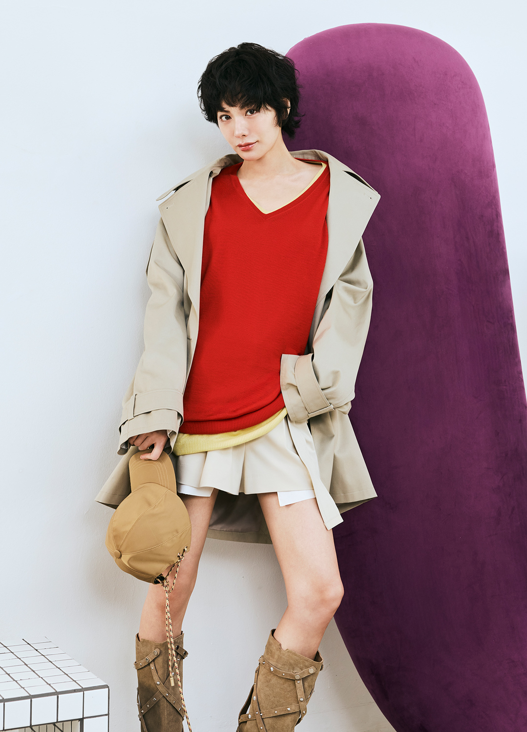 [시즌오프]스커트 레이어드 투턱 팬츠_LIGHT BEIGE_8