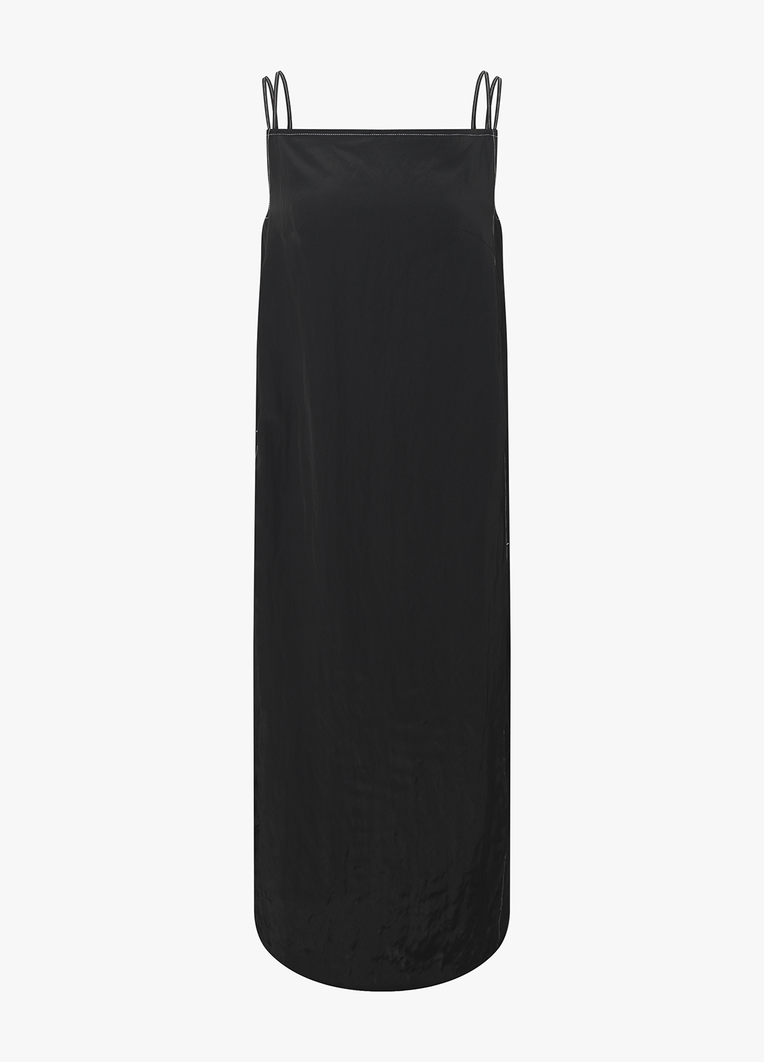 칼라 스티치 슬리브리스 롱 드레스_BLACK_15