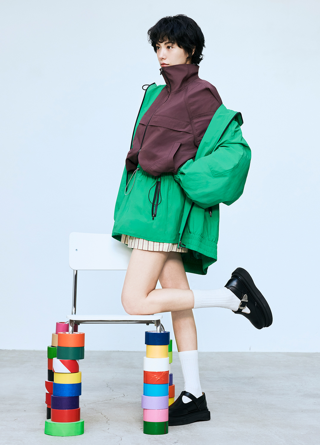[시즌오프]배색 포인트 후드 집업 점퍼_GREEN_6