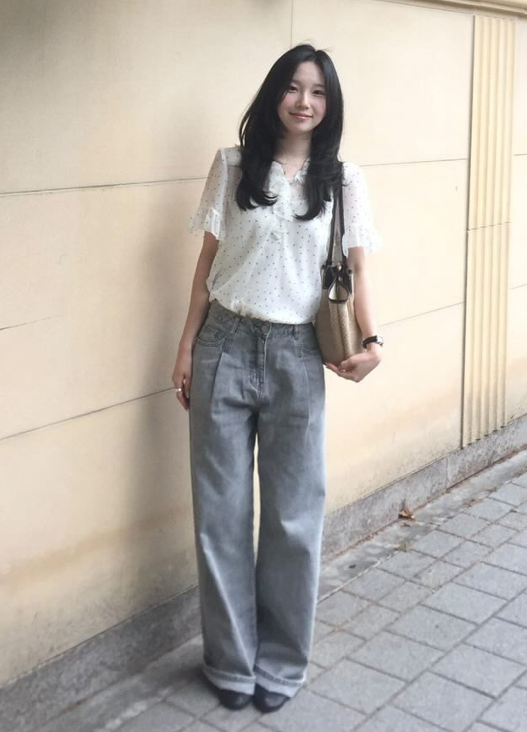 와이드 턱 데님 팬츠_GREY_12