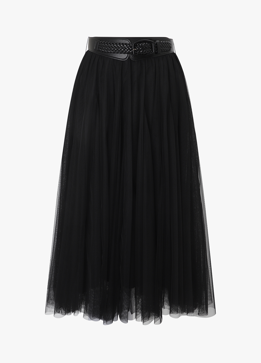 셔링 볼륨 A라인 스커트_BLACK_10
