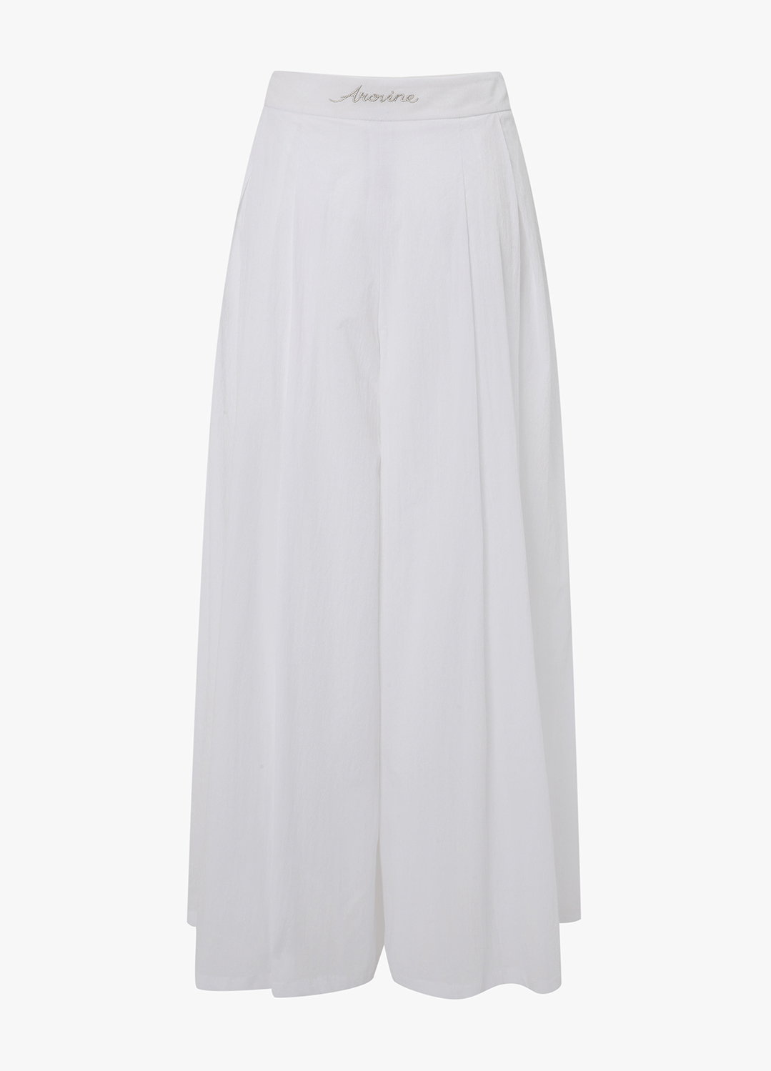 턱 자수 와이드 팬츠_WHITE_9