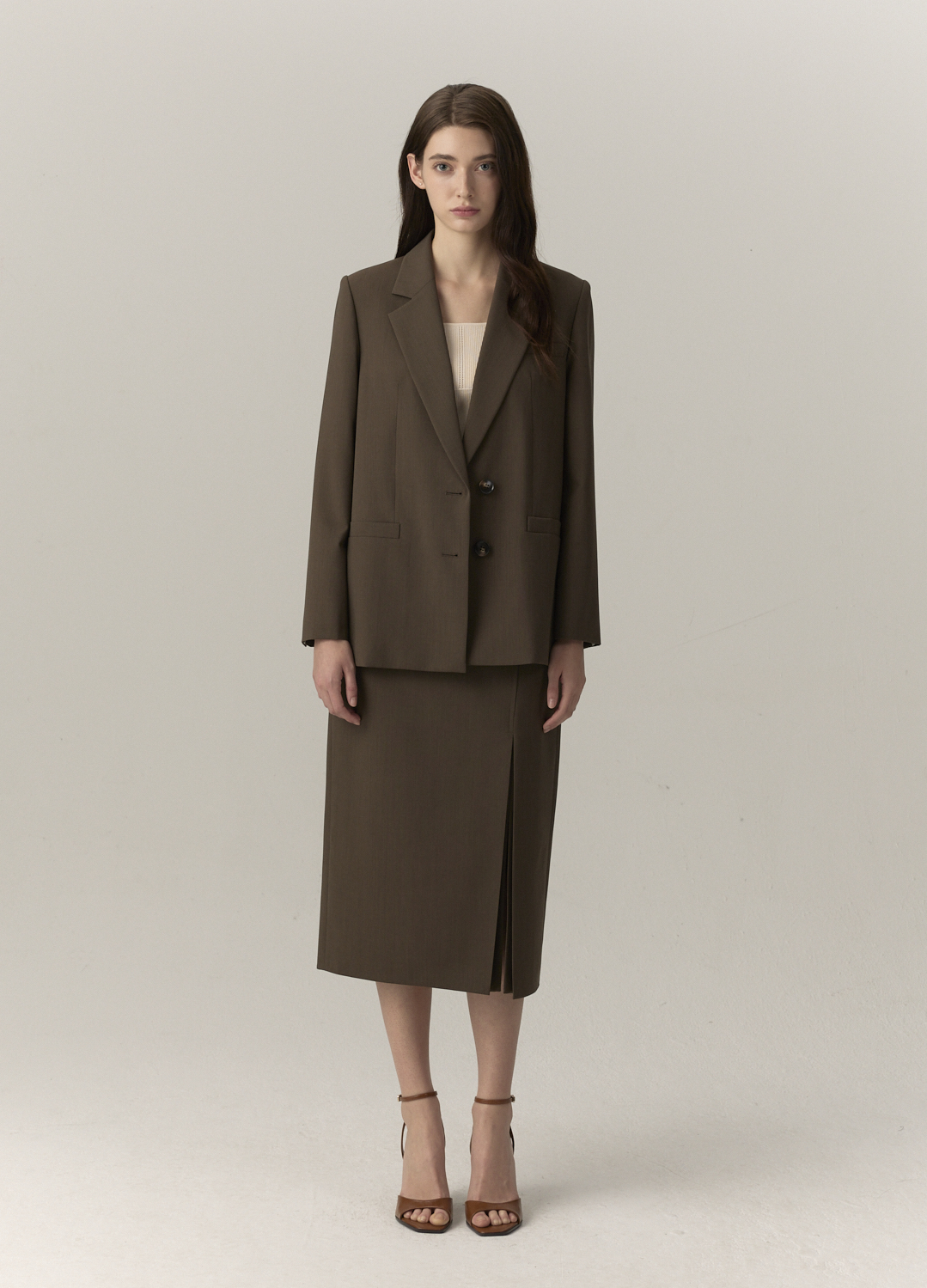 울 H라인 사이드 슬릿 스커트_KHAKI BROWN_5