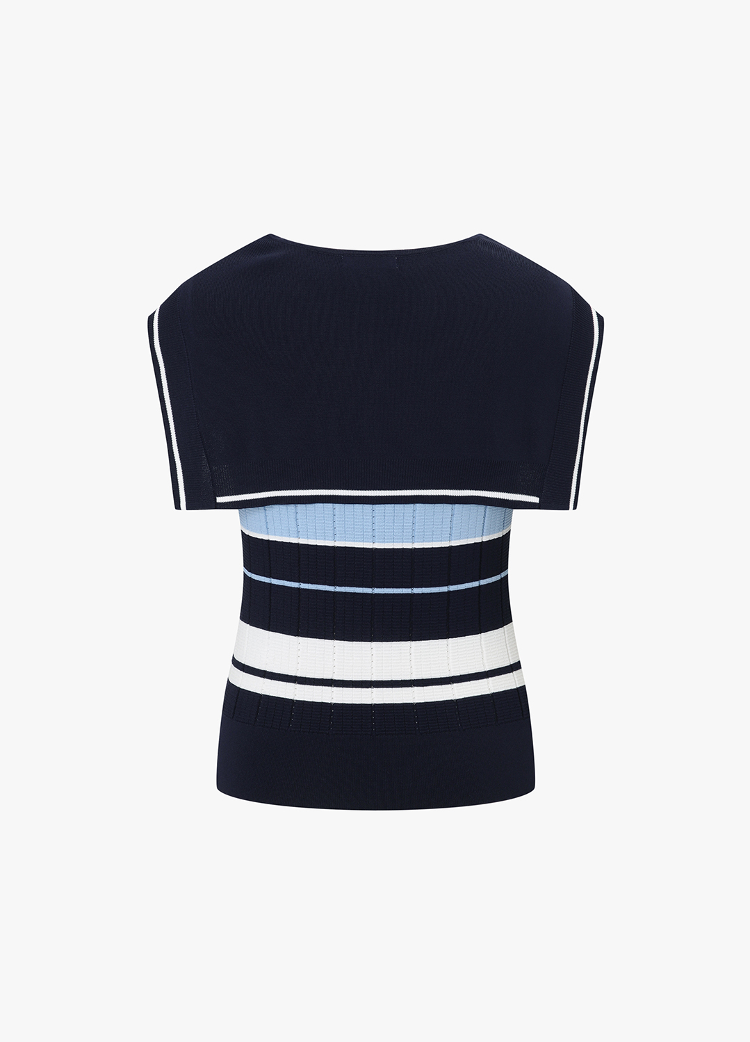 칼라 블록 니트 탑 & 케이프_NAVY_6