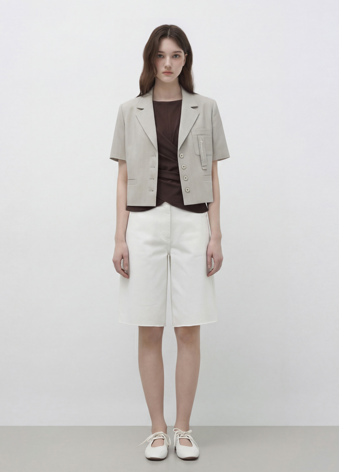 포켓 포인트 크롭 자켓_LIGHT BEIGE_7