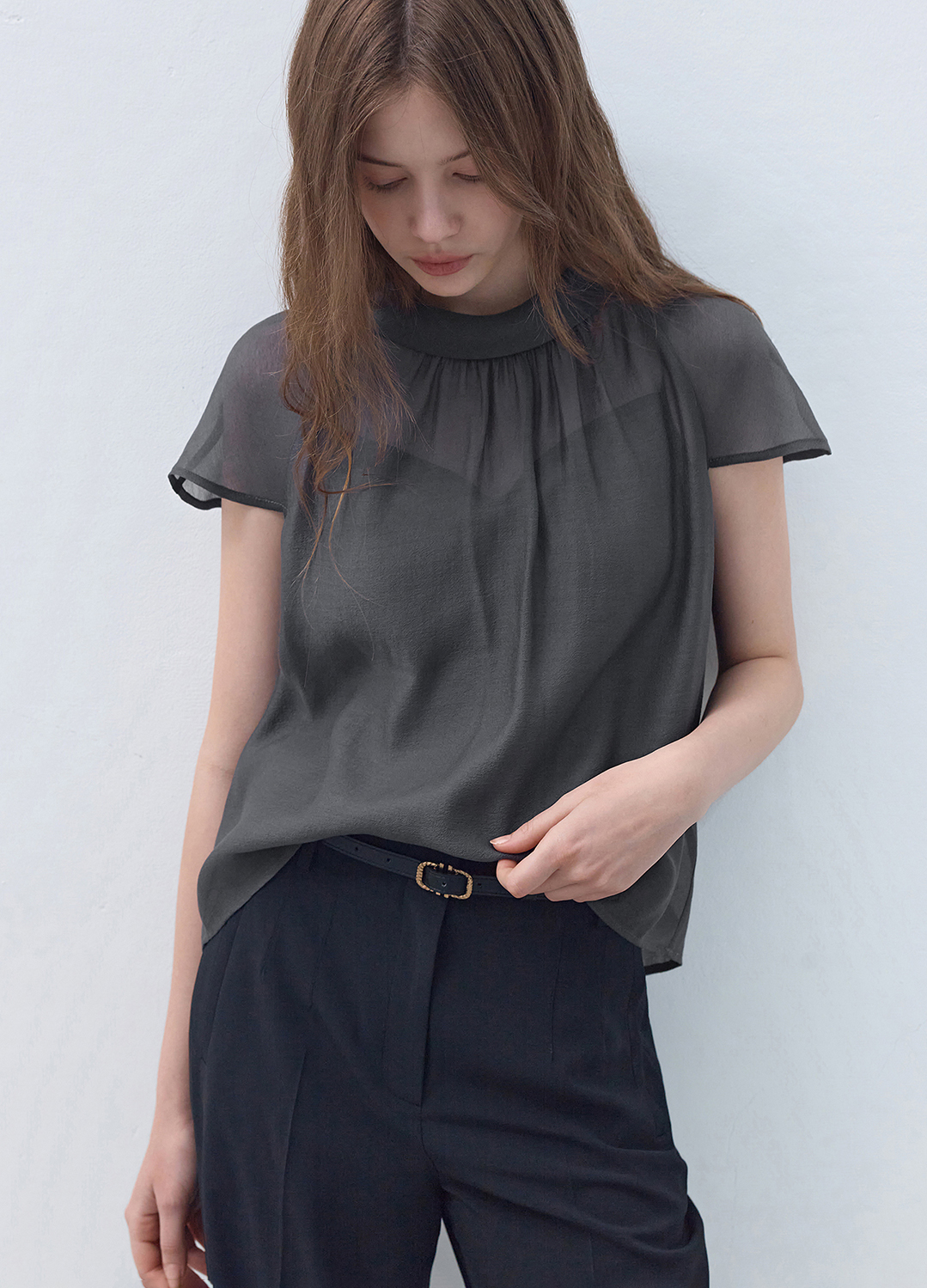 롤카라 시어 블라우스_GREY_4