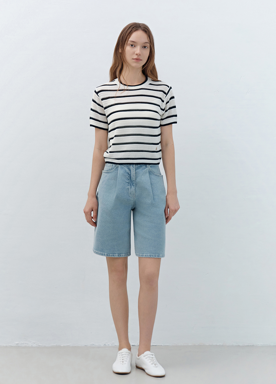 [Exclusive]라이트 워싱 와이드 데님 쇼츠_BLUE_5