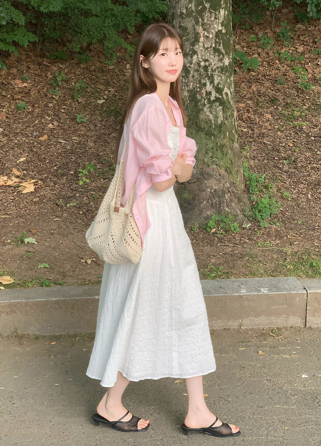 [Exclusive]셔링 텍스처 슬리브리스 원피스_WHITE_20