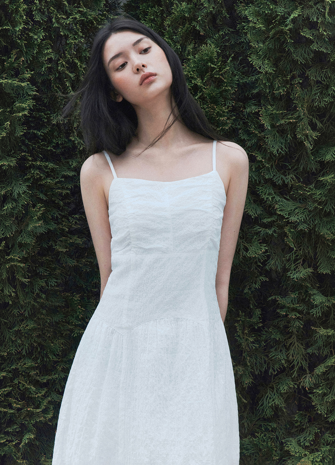 [Exclusive]셔링 텍스처 슬리브리스 원피스_WHITE_7