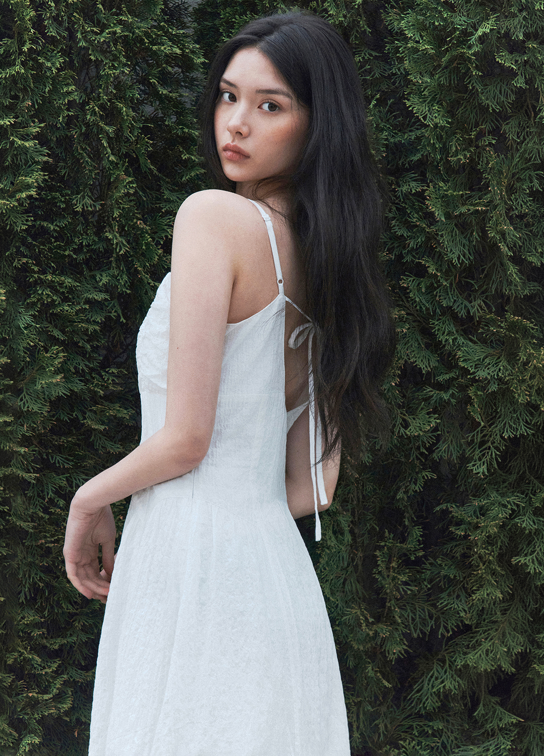 [Exclusive]셔링 텍스처 슬리브리스 원피스_WHITE_5