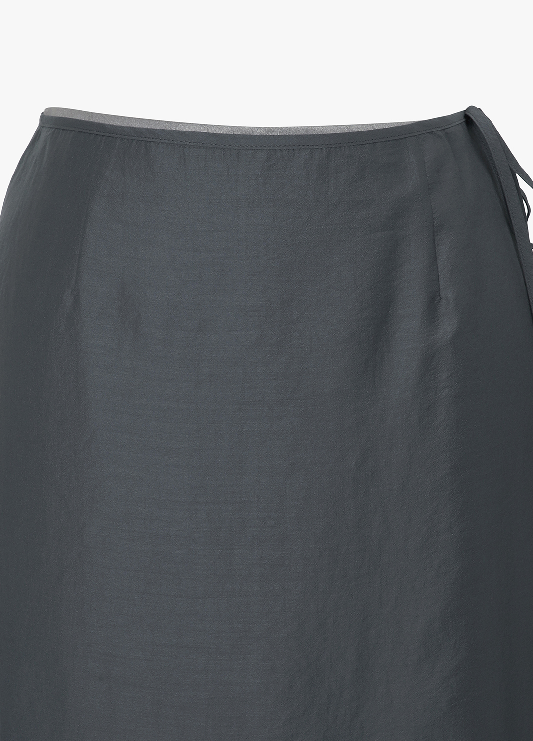 [Exclusive]배색 웨이스트 랩 스커트_DARK GREY_30