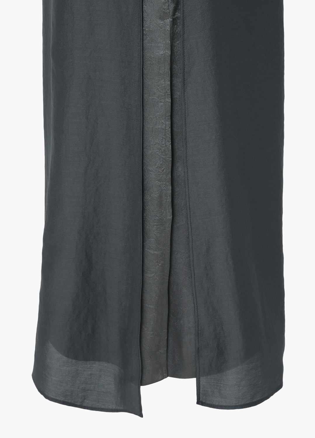 [Exclusive]배색 웨이스트 랩 스커트_DARK GREY_32